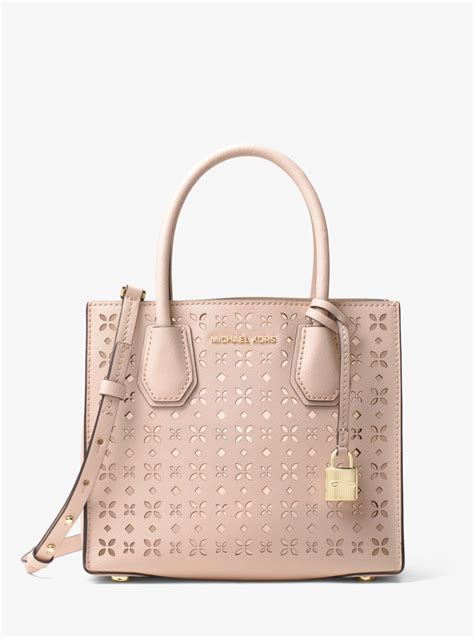 michael kors mercer perforated leather crossbody soft pink|Mercer Medium Perforated Crossbody Bag .